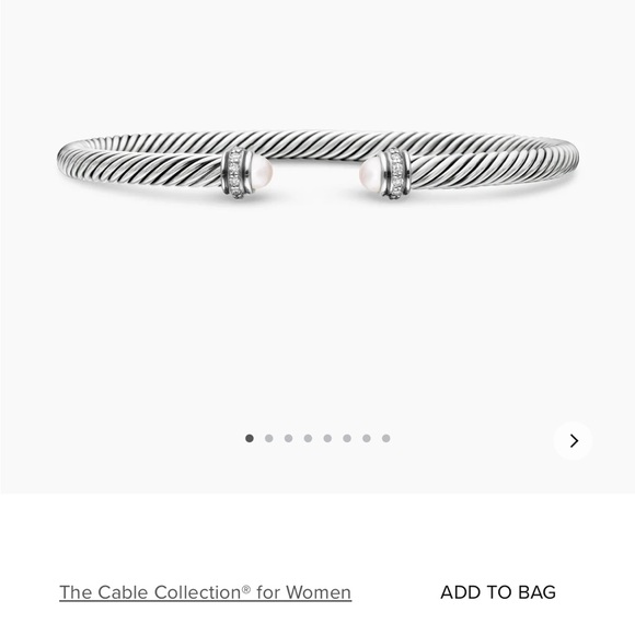 4mm David Yurman Classic Cable Bracelet with Pearls and Diamonds - Picture 3 of 3